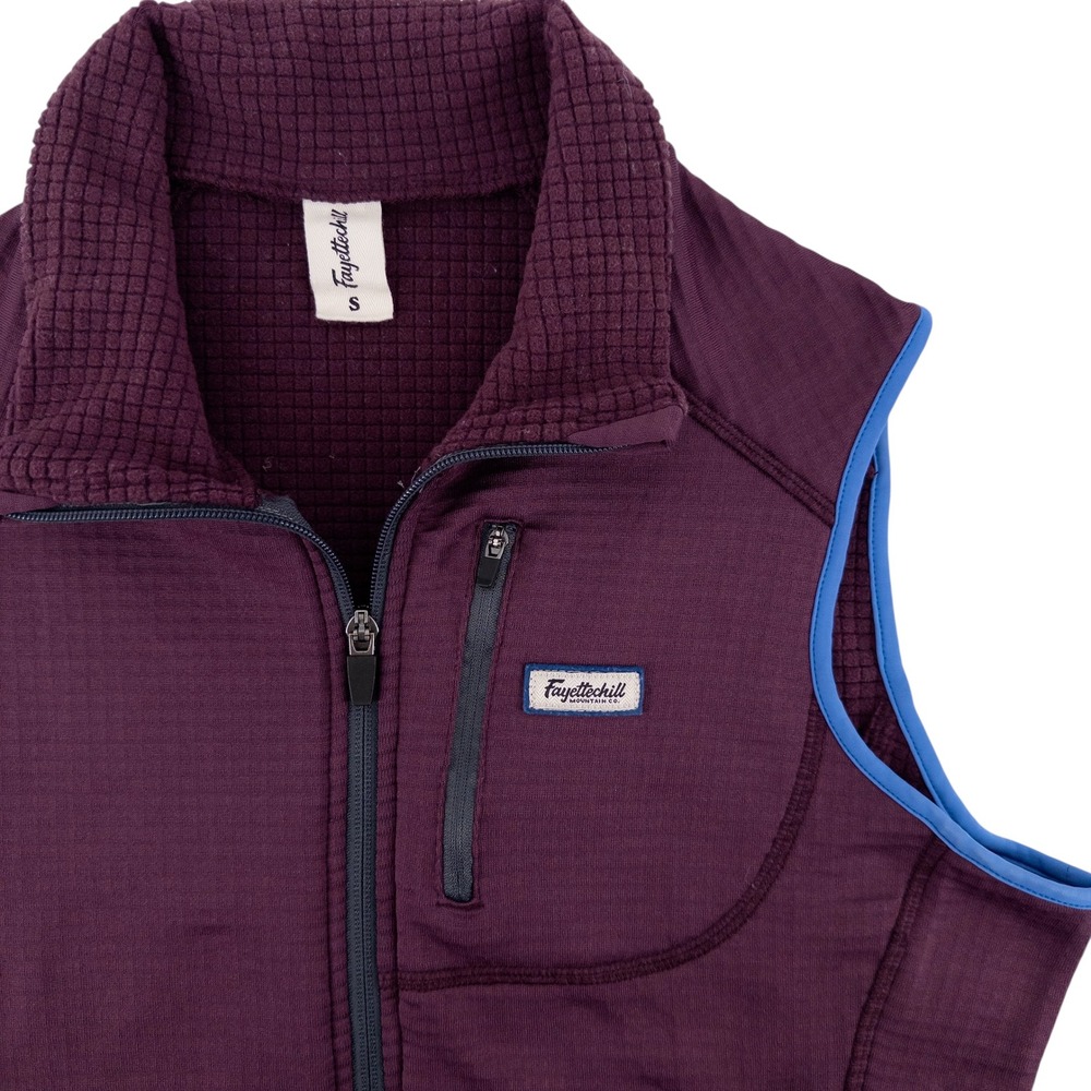 Fayettechill Mens Sm Mick Vest Purple Polartec Power Grid Fleece‎ Full Zip Gorp
